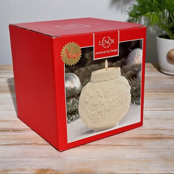 NEW Lenox Ornamental Glow Poinsettia Votive Candle Holder Christmas Gift 4” - Picture 2 of 10